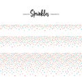 Sprinkle pattern. Vector colorful illustration set. Seamless border of frame of color dots. Symbol of candy on cake. Design for