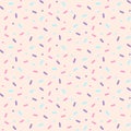 Sprinkle vector seamless pattern. Donut vector background. Sweet cake, confetti, candy texture. Colorful wallpaper Royalty Free Stock Photo