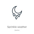 Sprinkle weather icon. Thin linear sprinkle weather outline icon isolated on white background from weather collection. Line vector