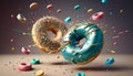 sprinkled, donuts, doughnuts with sprinkles isolate on color background,