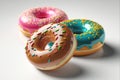 sprinkled, donuts, doughnuts with sprinkles isolate on color background,