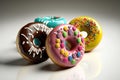 sprinkled, donuts, doughnuts with sprinkles isolate on color background,