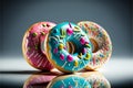 sprinkled, donuts, doughnuts with sprinkles isolate on color background,