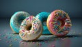 sprinkled, donuts, doughnuts with sprinkles isolate on color background