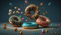 sprinkled, donuts, doughnuts with sprinkles isolate on color background