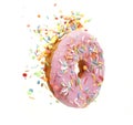 Sprinkled Pink Donut isolated Royalty Free Stock Photo