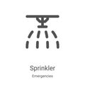 sprinkler icon vector from emergencies collection. Thin line sprinkler outline icon vector illustration. Linear symbol for use on