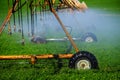 Sprinklers Irrigating Crop Field Farming Grains Lush Green Royalty Free Stock Photo