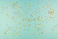 Sprinkles background, sugar sprinkle confetti, decoration for cake and bakery. Top view, flat lay. pastel colors