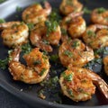 Fried Shrimp with finely chopped parsley