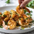 Fried Shrimp with finely chopped parsley