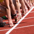 Sprint start in track and field Royalty Free Stock Photo