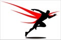 Sprinter, champion, winner. runner logo, runner with the wings  icon on the background. Royalty Free Stock Photo