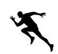 Sprinter runner vector silhouette illustration isolated on white background. Royalty Free Stock Photo