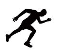 Sprinter runner vector silhouette illustration isolated on white background. Royalty Free Stock Photo