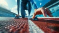 Sprinter at the Starting Blocks.AI generated image Royalty Free Stock Photo