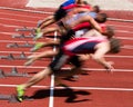 Sprinters start in blurred motion