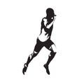 Sprinting runner, isolated vector silhouette. Run, side view