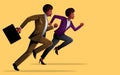 Sprinting towards success, afro businessman and businesswoman sprinting side by side Royalty Free Stock Photo