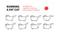 Sprite cartoon character of the cat. Set of different poses of the character in the . The looped animation of the cat.