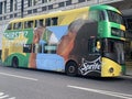 Double-decker buses in London usually have ads on them from famous brands