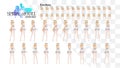 Sprite full length character for game visual novel. Anime manga girl, Cartoon character in Japanese style. In a summer bikini Royalty Free Stock Photo