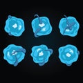 Sprite sheet of a blue fire, a magic bubble. Loop animation for game or cartoon