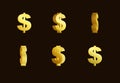 Sprite sheet effect animation of a spinning golden dollar sign Royalty Free Stock Photo