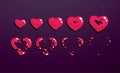 A sprite sheet,explosion of a heart. Animation for a game or a cartoon.