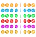 Sprites Of A Spinning Coin, 6 Colors. Coin Animation Asset