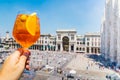 Spritz aperol drink in Milan, overlooking Piazza Duomo Royalty Free Stock Photo