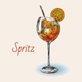 Spritz Hand Drawn Summer Cocktail Drink Vector Illustration Royalty Free Stock Photo