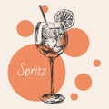 Spritz Hand Drawn Summer Spritz Cocktail Drink Vector Illustration Spritz Royalty Free Stock Photo