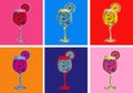 Spritz Hand Drawn Summer Cocktail Drink Vector Illustration. Pop Art. Modern art Royalty Free Stock Photo