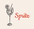 Spritz Hand Drawn Summer Spritz Cocktail Drink Vector Illustration Spritz Royalty Free Stock Photo