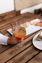 Spritz and tapas aperitivo table Royalty Free Stock Photo