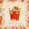 Spritz Veneziano New Era Drink classic cocktail illustration. Alcoholic bar drink hand drawn vector. Pop art Royalty Free Stock Photo