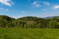 Sprngtime Slezske Beskydy mountains scenery from hiking trail bellow Filipka hill summit in Czech republic
