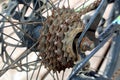 Rusty bike sprocket parts on the rear wheel Royalty Free Stock Photo