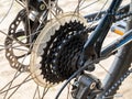 Sprockets rear derailleur on a bicycle, gear shift, 8 speeds Royalty Free Stock Photo