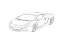 Sprot Car Lamborghini Aventador Sketch. 3D Illustration.