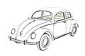 Sprot Car Wolksvagen Beetle Sketch. 3D Illustration. Royalty Free Stock Photo