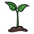 Sprout Doodle Icon. Single Cartoon Color Illustration