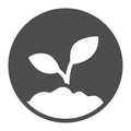 Sprout in the ground solid icon, startup concept, ecologically pure product sign on white background, plant growing in