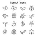 Sprout icon set in thin line style
