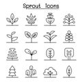 Sprout icon set in thin line style