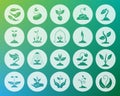 Sprout shape carved flat icons vector set