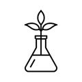 Sprout in lab flasks icon. Genetically modified sprout in flask