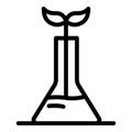 Sprout from a laboratory flask icon, outline style