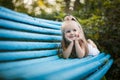 Sprout plant growing from little girl hands Royalty Free Stock Photo